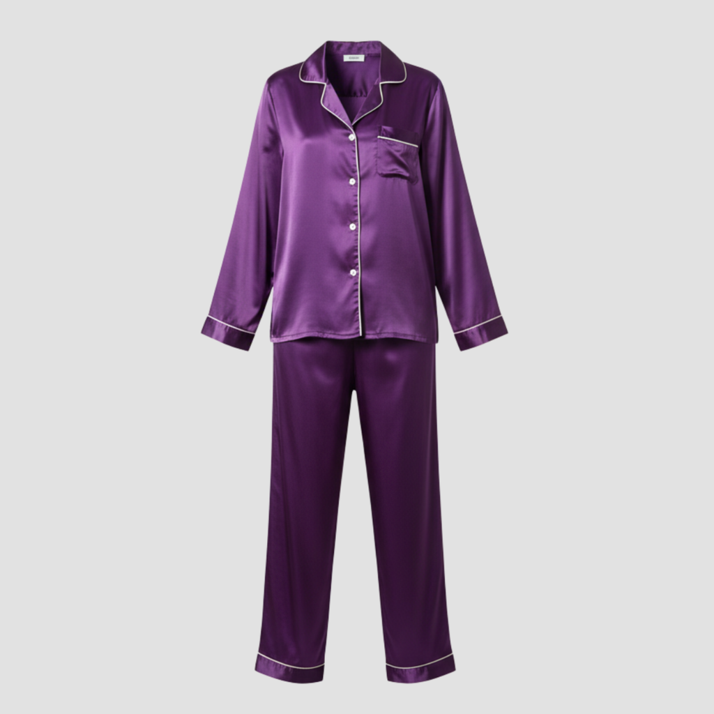 Satin Long Pajama Set | Soft Elegant Sleepwear, Button-Front Style Relaxed!