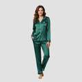 Satin Long Pajama Set | Soft Elegant Sleepwear, Button-Front Style Relaxed!