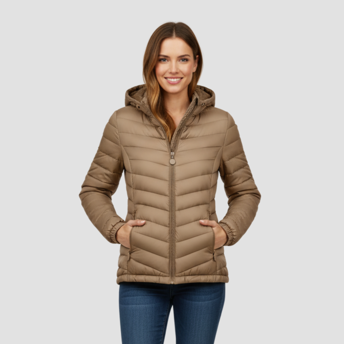 Women’s Lightweight Winter Jacket | Warm Modern Fit, Hooded Quilted Coat
