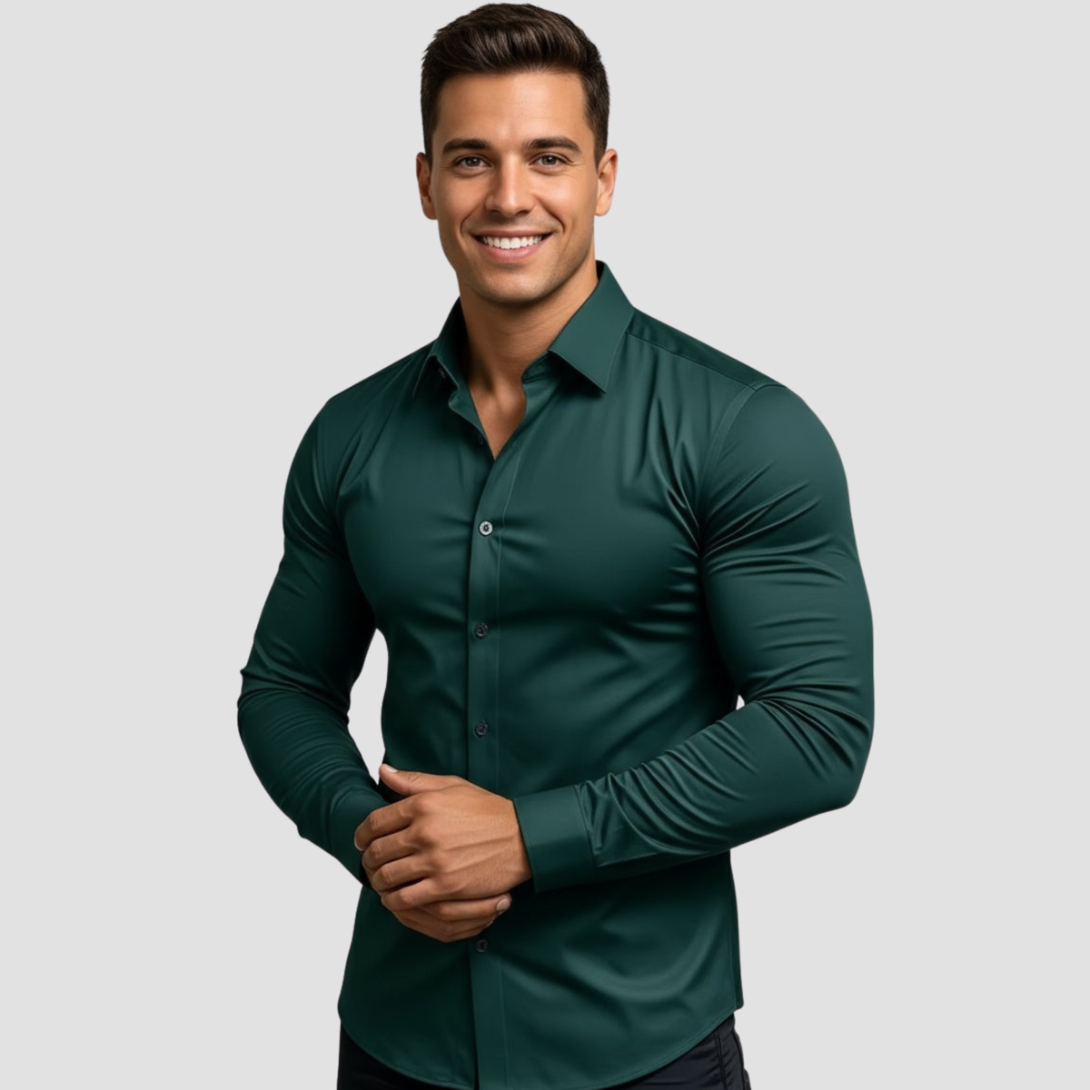 Men’s Stretch Shirt | Slim Fit Contemporary Elegance, Breathable Design