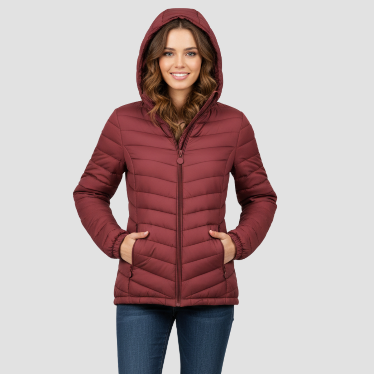 Women’s Lightweight Winter Jacket | Warm Modern Fit, Hooded Quilted Coat