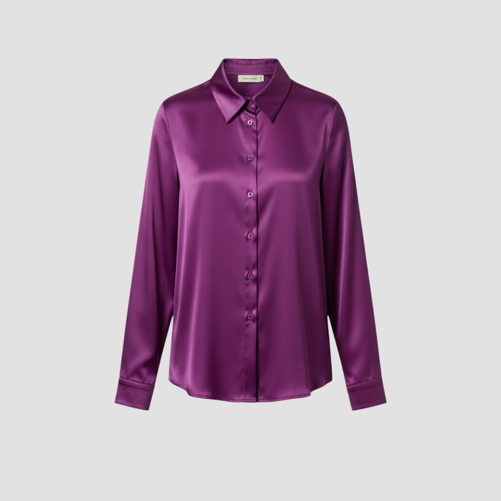 Satin Blouse | Timeless Elegant Style, Fluid Drape Button-Front Top Womens