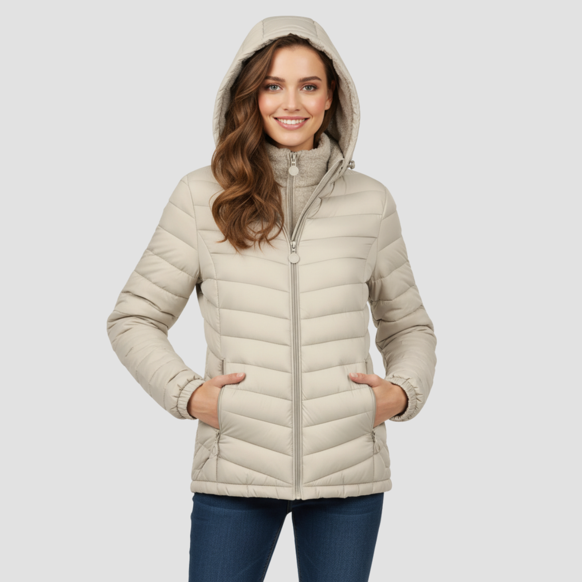 Women’s Lightweight Winter Jacket | Warm Modern Fit, Hooded Quilted Coat