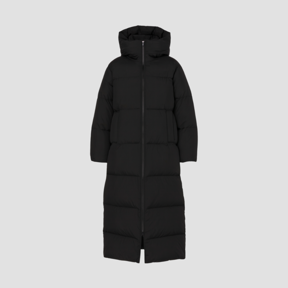 Long Quilted Coat | Warm Elegant Winter Outerwear, Hooded Zip Design