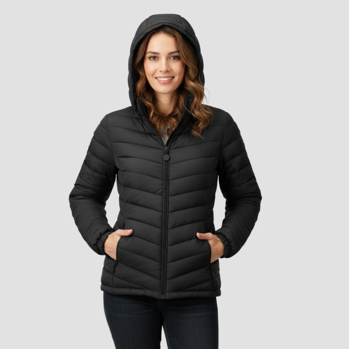 Women’s Lightweight Winter Jacket | Warm Modern Fit, Hooded Quilted Coat