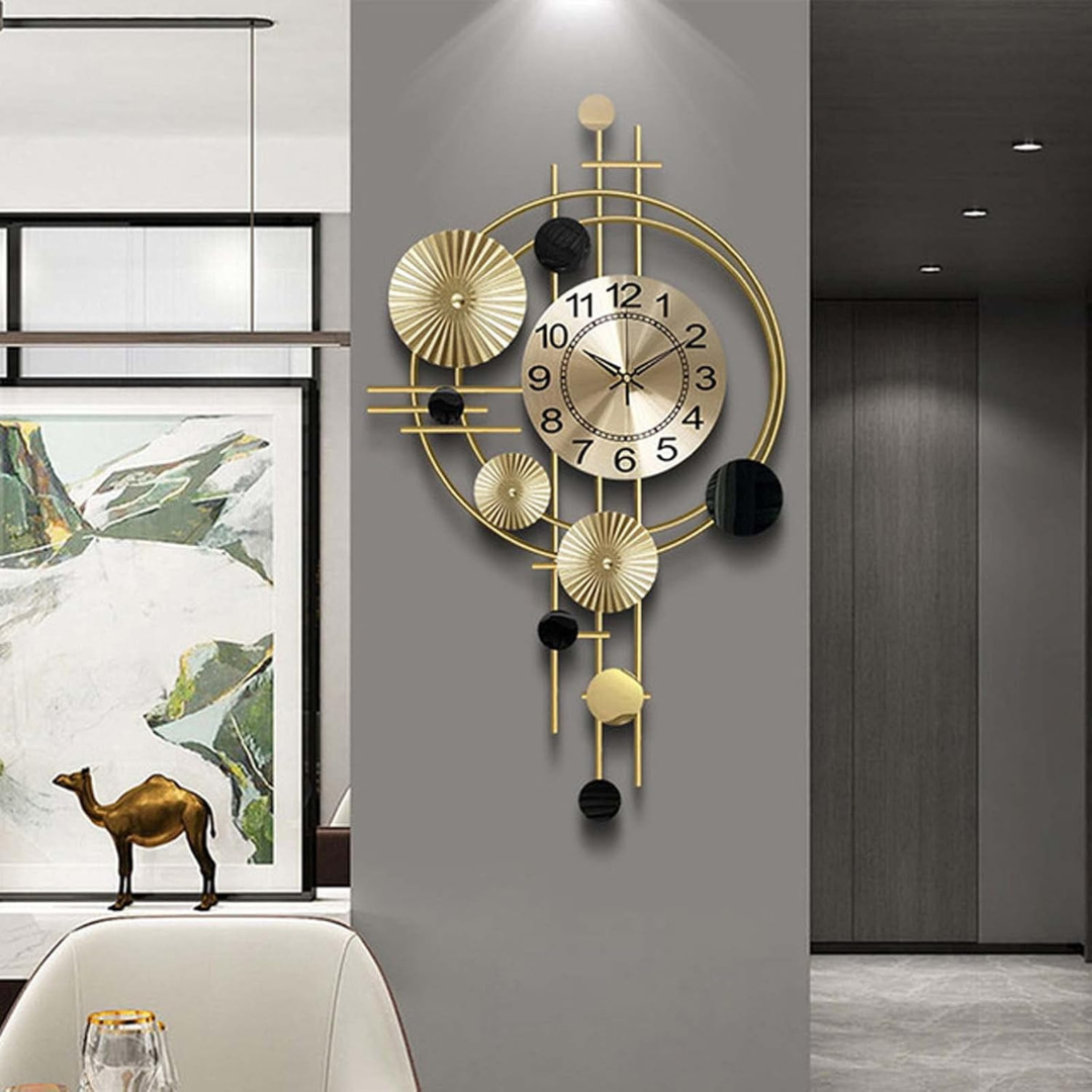 Large Decorative Wall Clock – Modern Metal Design, Silent Movement
