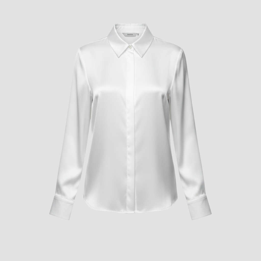 Satin Blouse | Timeless Elegant Style, Fluid Drape Button-Front Top Womens