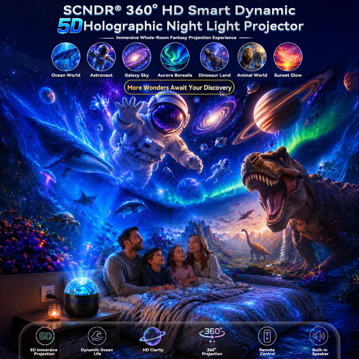 🦖🎁360° Smart Holographic Starry Sky Projector (HD Smart Dynamic 5D) 1
