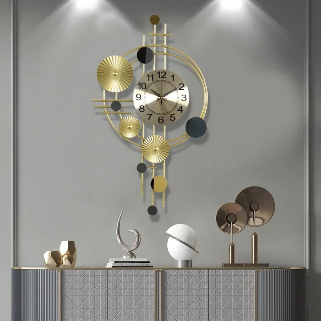 Large Decorative Wall Clock – Modern Metal Design, Silent Movement