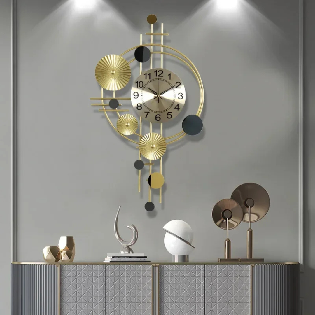 Large Decorative Wall Clock – Modern Metal Design, Silent Movement