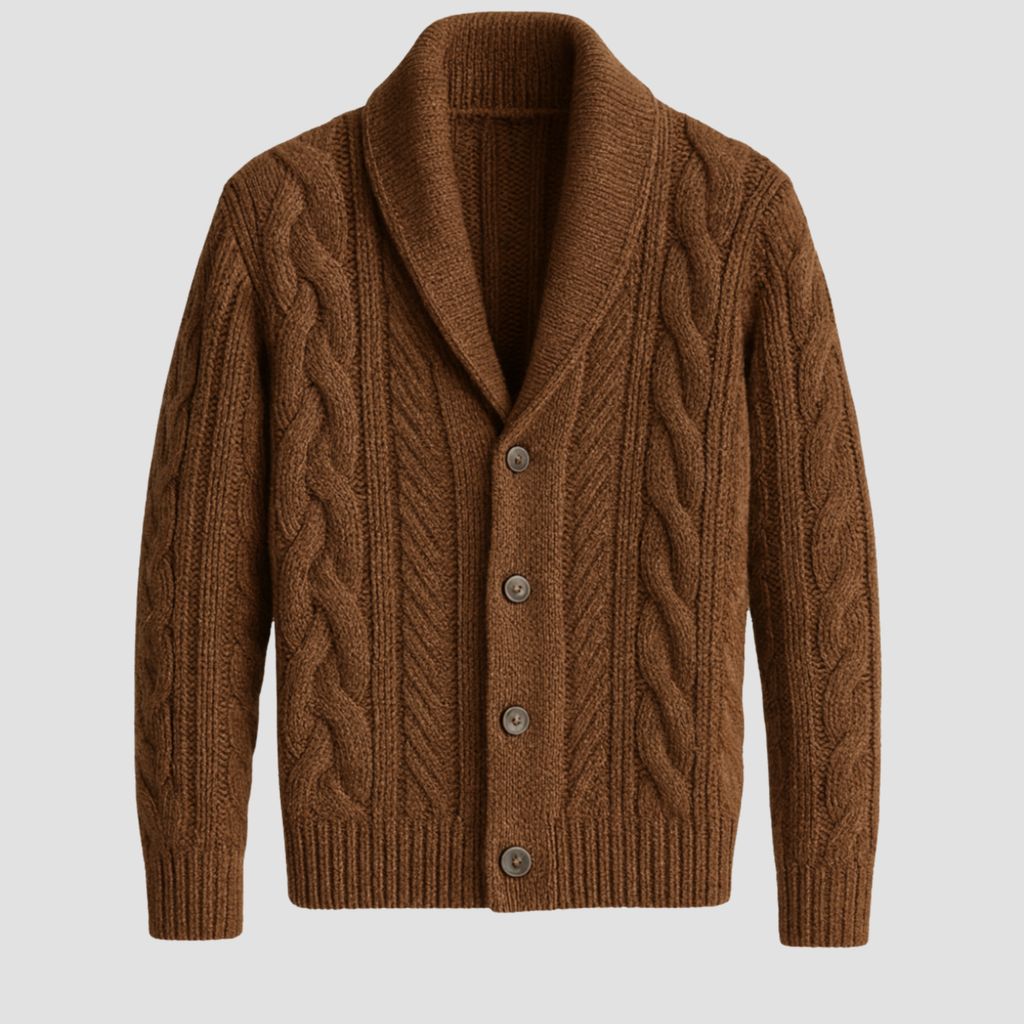 Knit Cardigan | Cable Knit Shawl Collar, Warm Stylish Layer