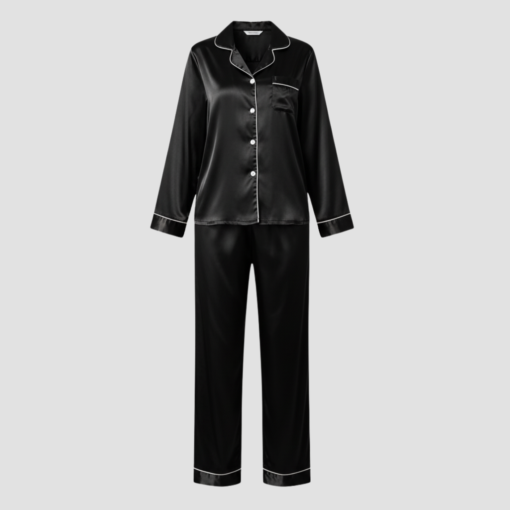 Satin Long Pajama Set | Soft Elegant Sleepwear, Button-Front Style Relaxed!
