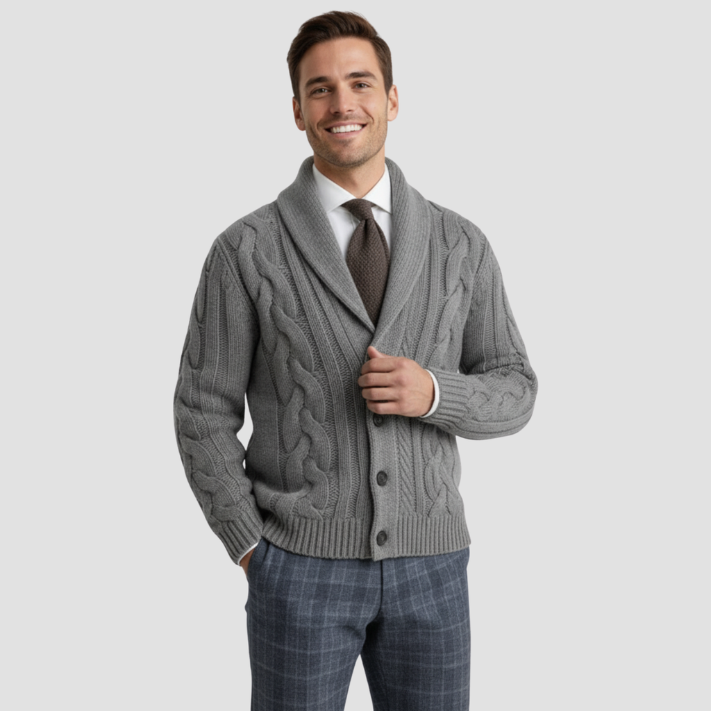 Knit Cardigan | Cable Knit Shawl Collar, Warm Stylish Layer
