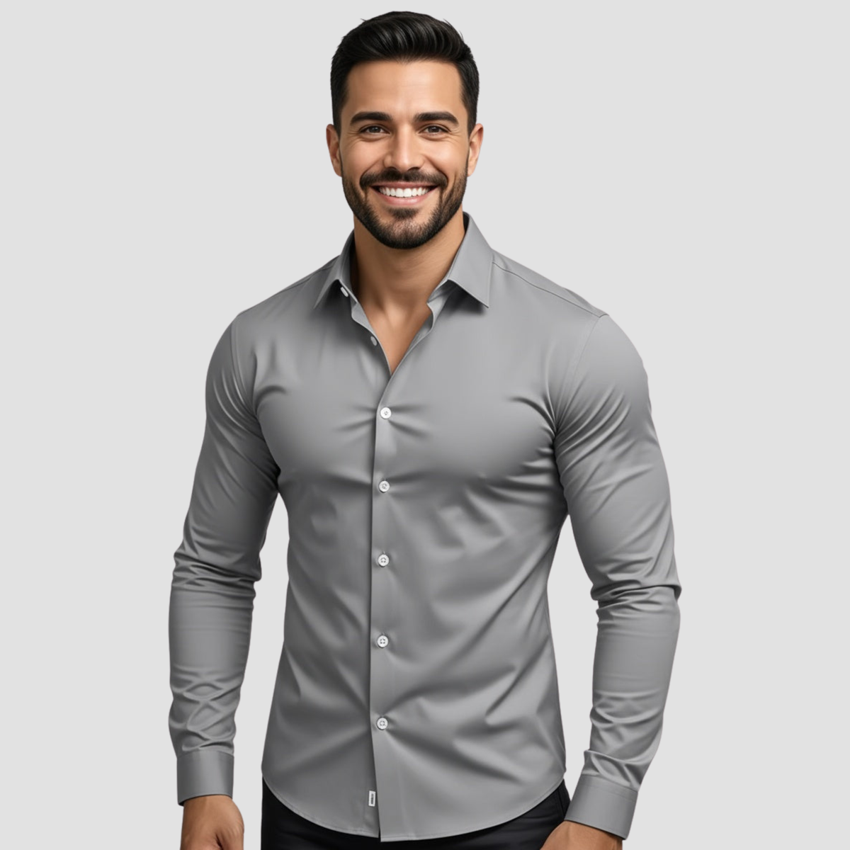 Men’s Stretch Shirt | Slim Fit Contemporary Elegance, Breathable Design