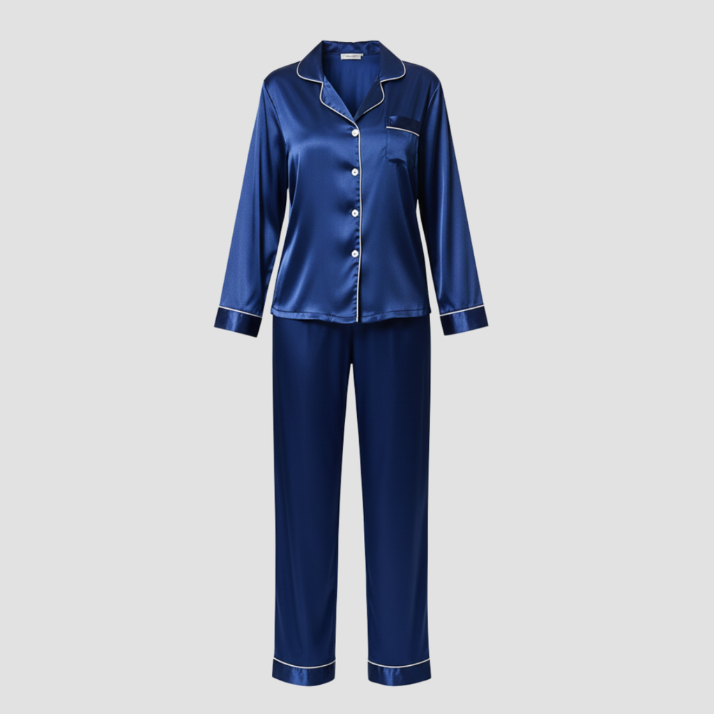 Satin Long Pajama Set | Soft Elegant Sleepwear, Button-Front Style Relaxed!