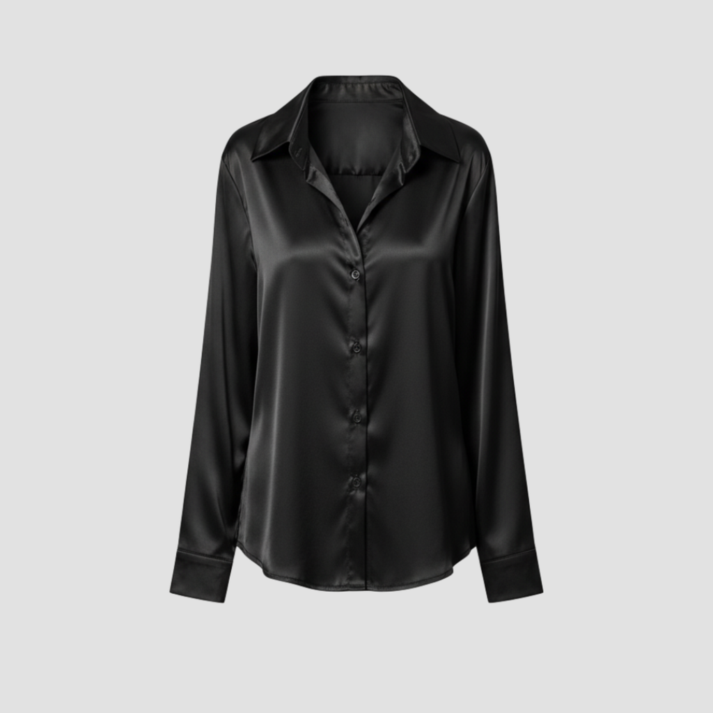 Satin Blouse | Timeless Elegant Style, Fluid Drape Button-Front Top Womens