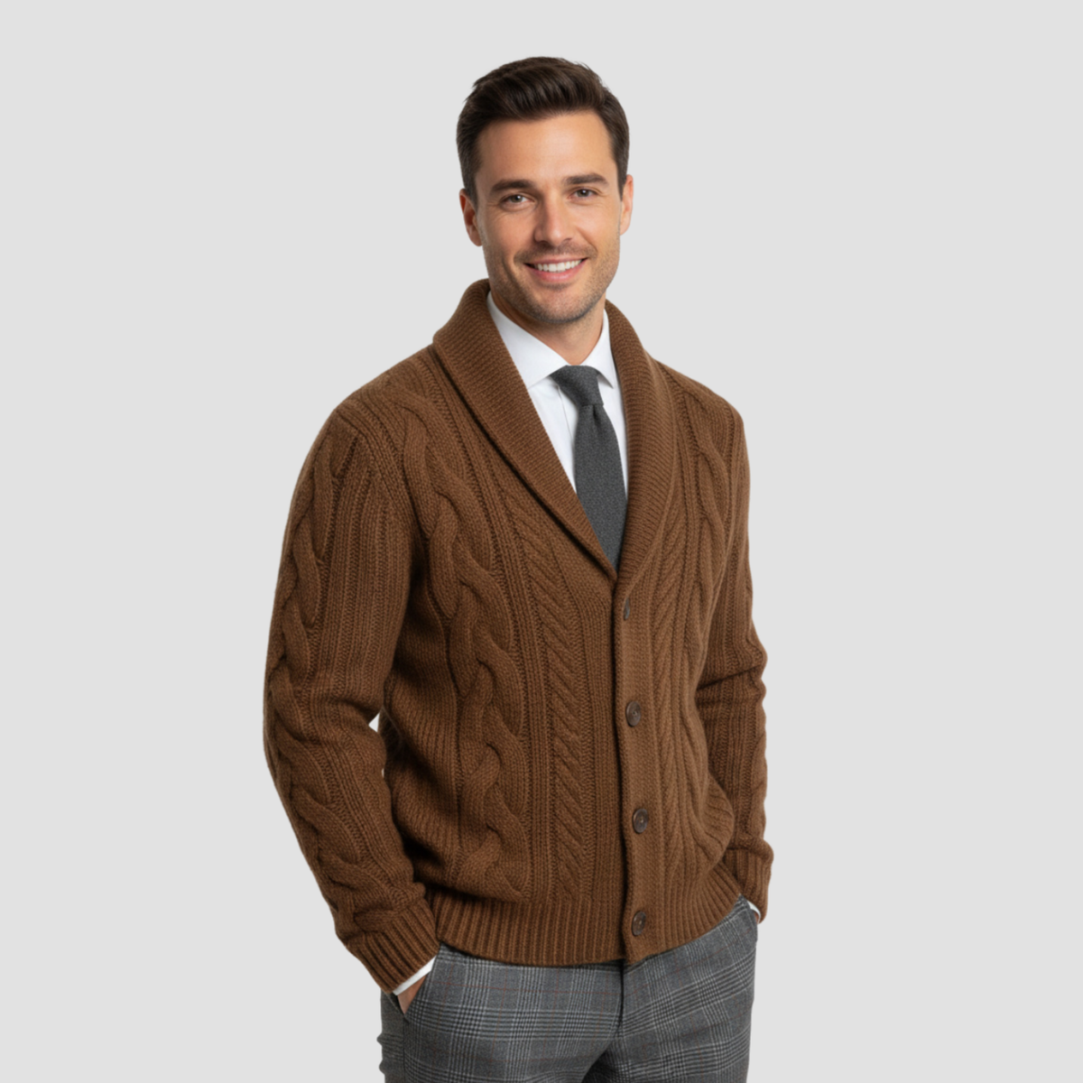 Knit Cardigan | Cable Knit Shawl Collar, Warm Stylish Layer