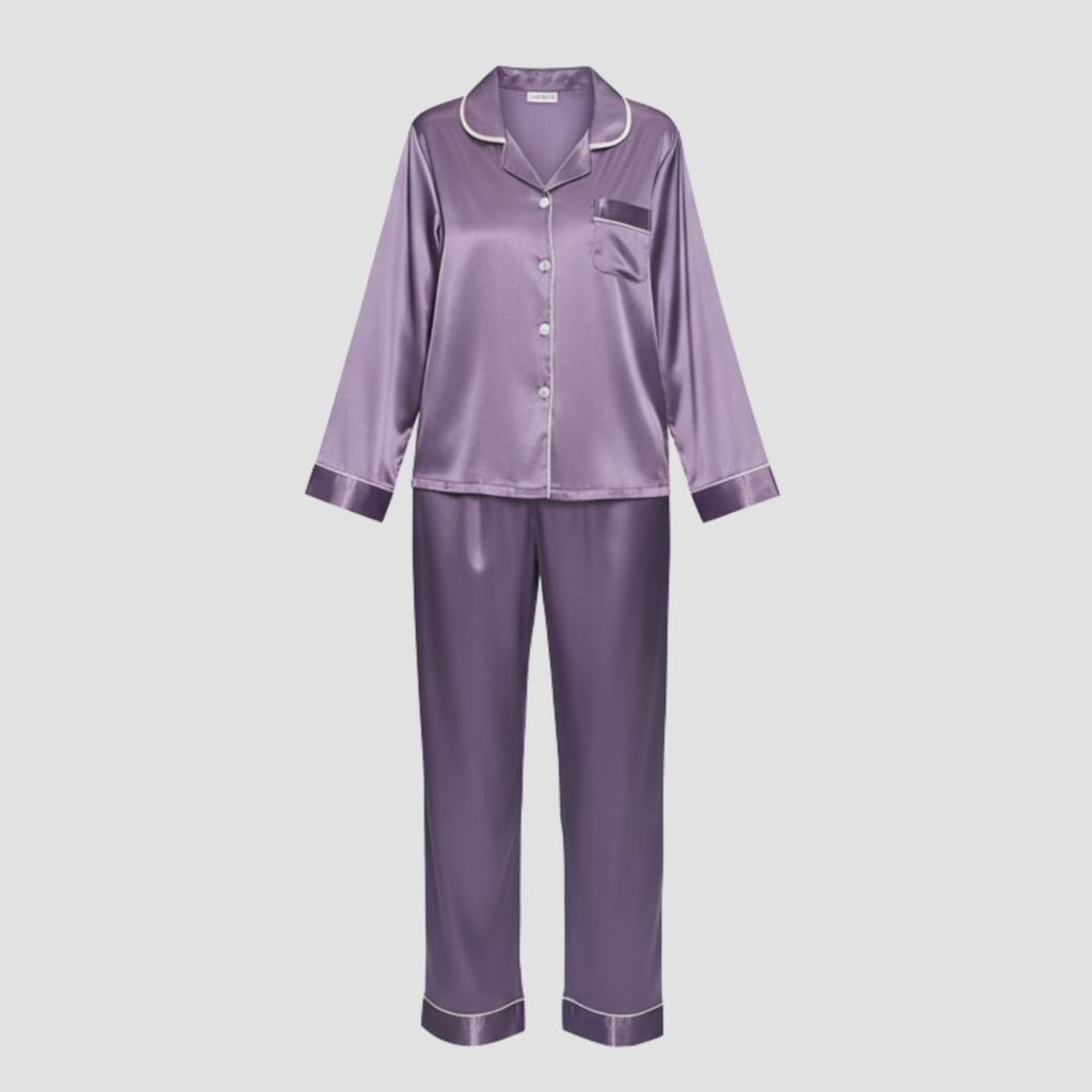 Satin Long Pajama Set | Soft Elegant Sleepwear, Button-Front Style Relaxed!