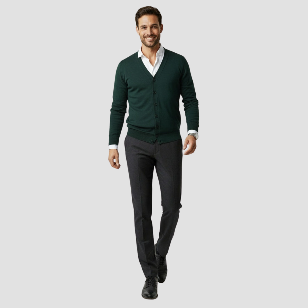 Button-Front V-Neck Knit Cardigan | Versatile Everyday Men's Style Knitwear
