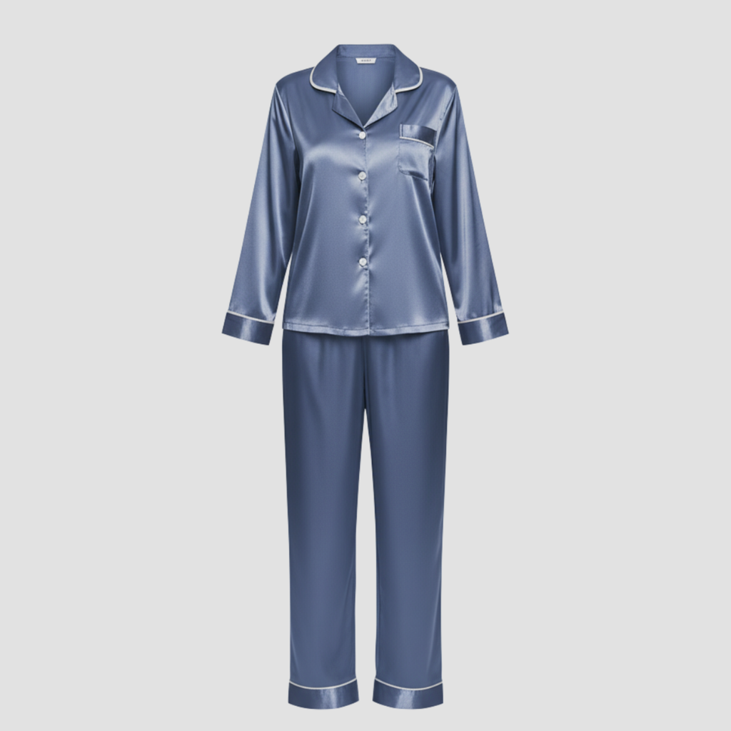 Satin Long Pajama Set | Soft Elegant Sleepwear, Button-Front Style Relaxed!