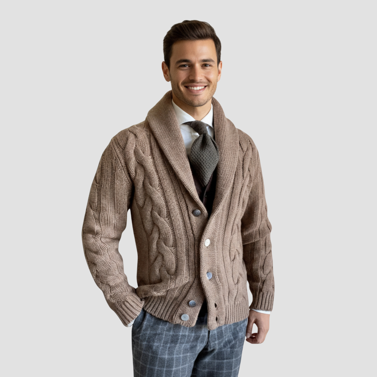 Knit Cardigan | Cable Knit Shawl Collar, Warm Stylish Layer