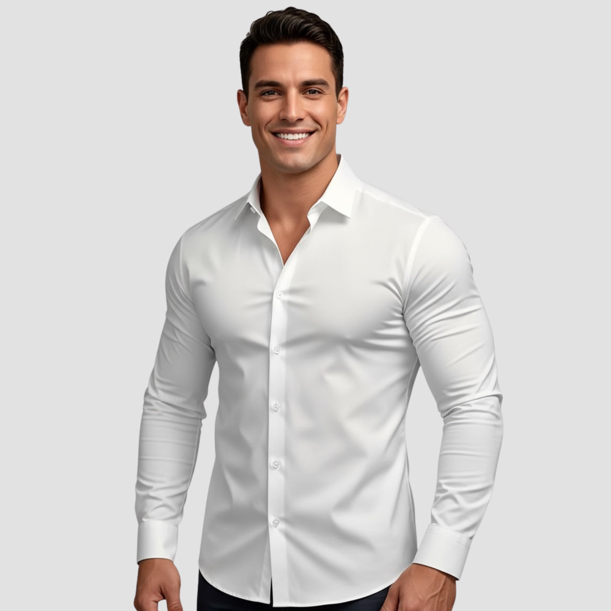 Men’s Stretch Shirt | Slim Fit Contemporary Elegance, Breathable Design