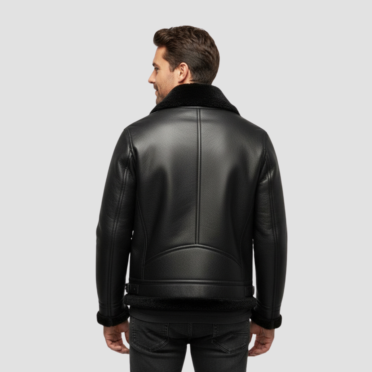 Men’s Shearling-Style Jacket | Modern Distinction, Warm PU Leather Coat