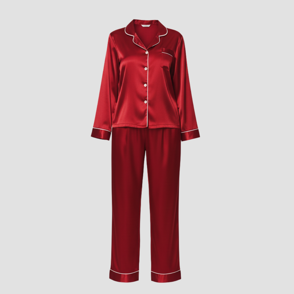 Satin Long Pajama Set | Soft Elegant Sleepwear, Button-Front Style Relaxed!