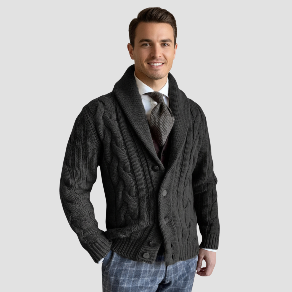 Knit Cardigan | Cable Knit Shawl Collar, Warm Stylish Layer