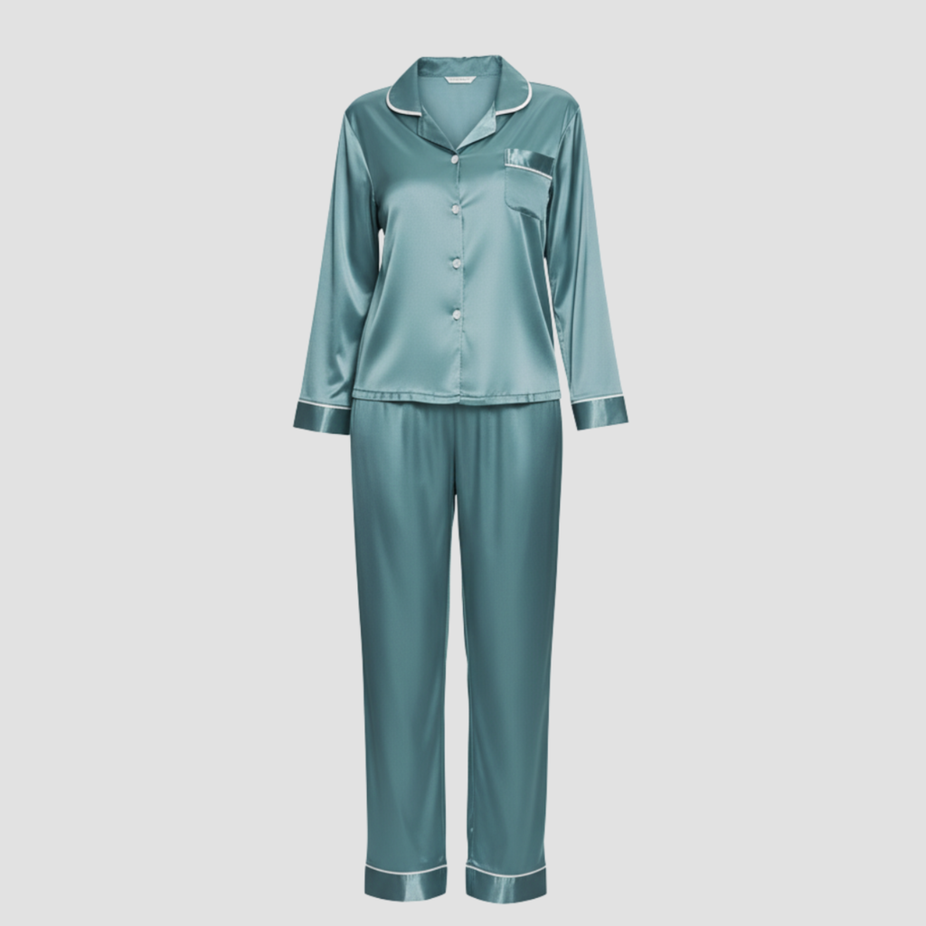 Satin Long Pajama Set | Soft Elegant Sleepwear, Button-Front Style Relaxed!