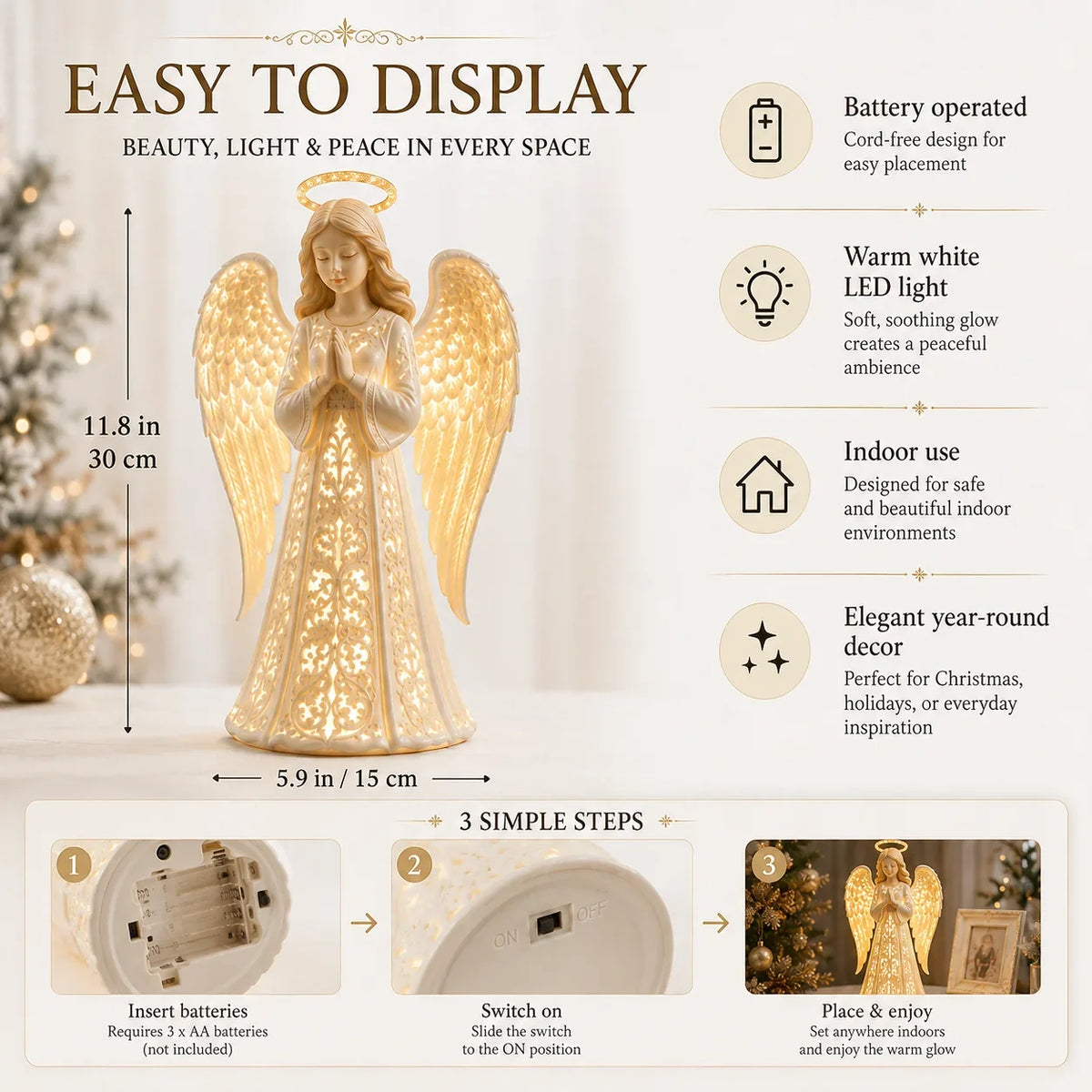 ✨ Angel Christmas Guardian Light – A Symbol of Hope, Love & Protection 6