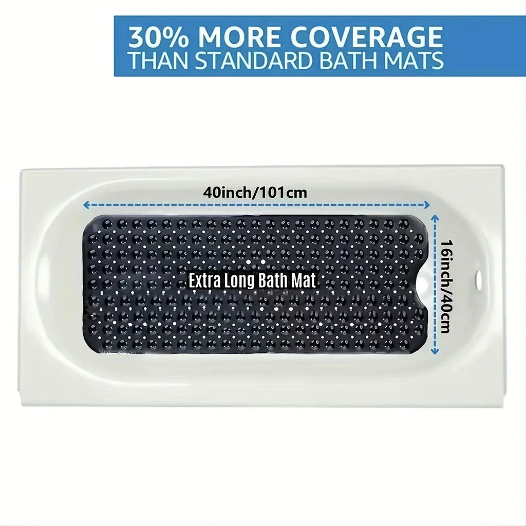 Long suction bath mat