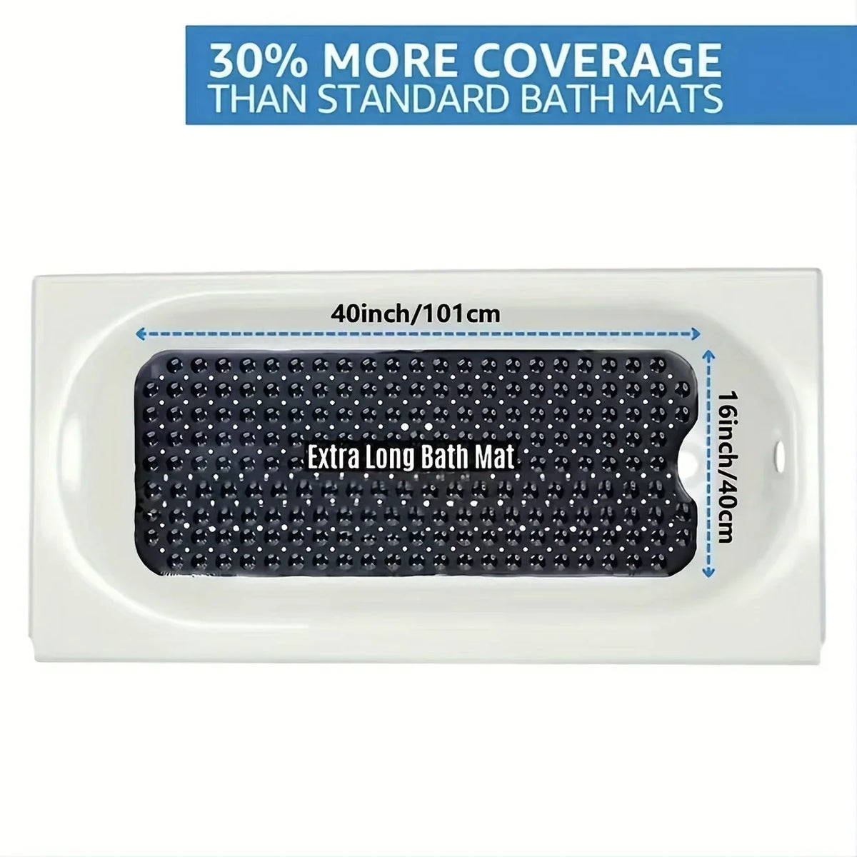 Long suction bath mat