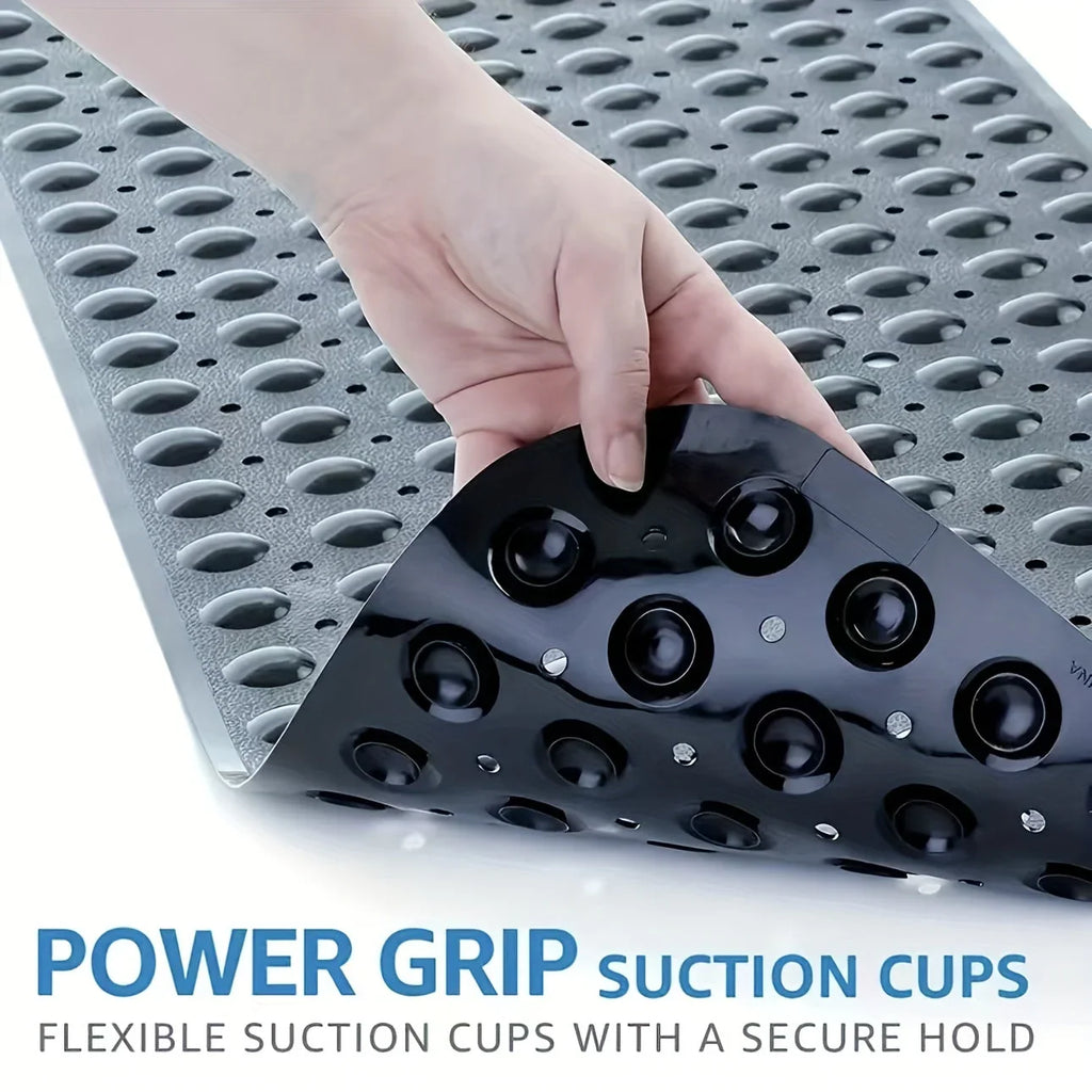 Long suction bath mat