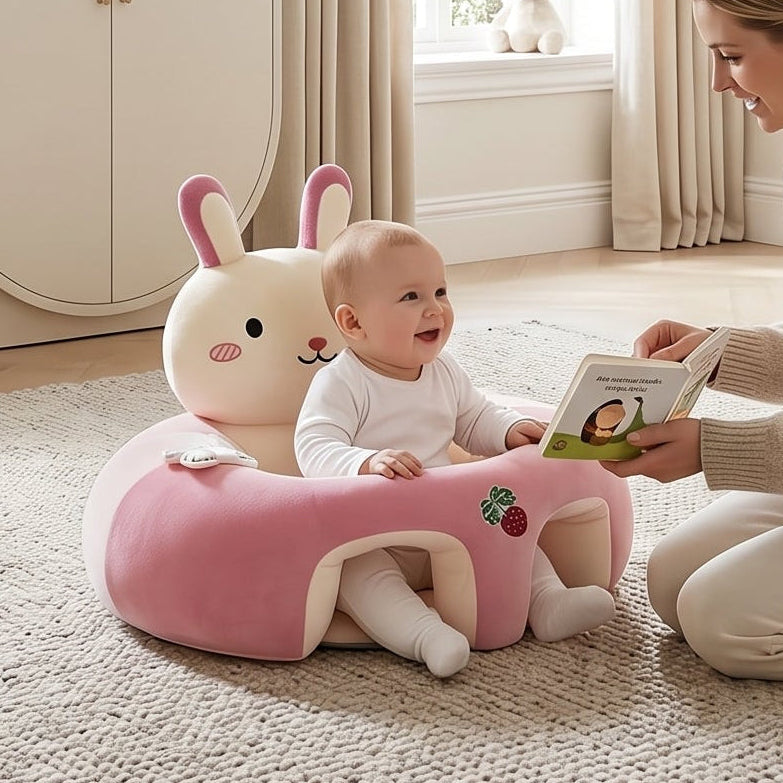 Baby Floor Seat – Plush Animal Support Seat for Babies Learning to Sit Up
