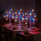 Star Tree Table Lamp – Birch-Look Branches With Red, White and Blue Lights