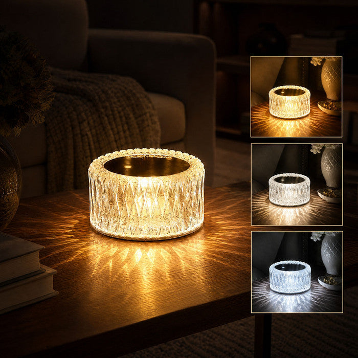 Diamond Accent Lamp – Faceted Crystal-Look Night Light with Three Modes