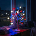 Star Tree Table Lamp – Birch-Look Branches With Red, White and Blue Lights