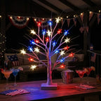 Star Tree Table Lamp – Birch-Look Branches With Red, White and Blue Lights