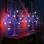 Star Tree Table Lamp – Birch-Look Branches With Red, White and Blue Lights