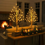 Bedside Tree Lamp – Birch-Look Branches With Warm White Lights for Reading
