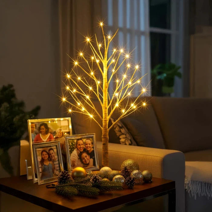 Bedside Tree Lamp – Birch-Look Branches With Warm White Lights for Reading