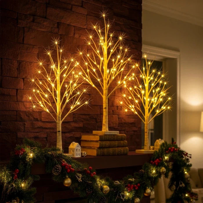Bedside Tree Lamp – Birch-Look Branches With Warm White Lights for Reading