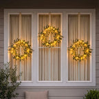 Olive Leaf Door Wreath – Gray-Green Foliage with Warm Lights for Every Season