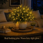 Pre-Lit Pine Stems for Vases – Faux Norfolk Evergreen with Twinkle Lights