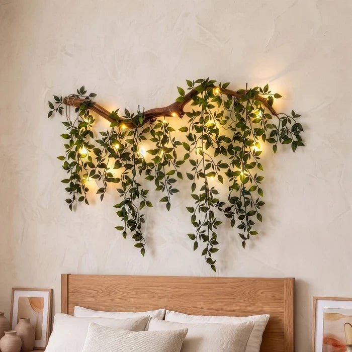 Fairy Light Wall Vine – Artificial Leafy Branch for Bedroom and Living Room