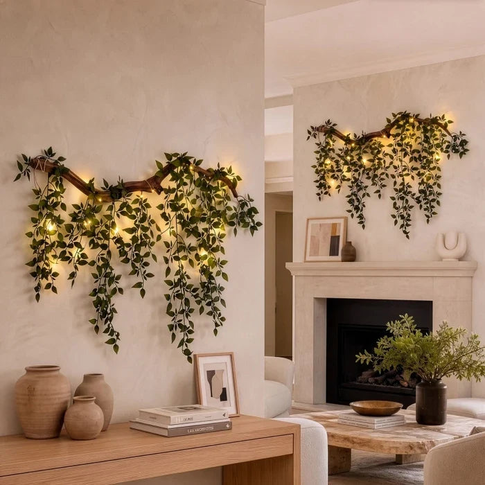 Fairy Light Wall Vine – Artificial Leafy Branch for Bedroom and Living Room