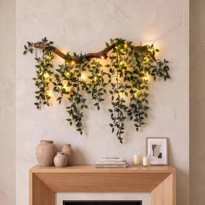 Fairy Light Wall Vine – Artificial Leafy Branch for Bedroom and Living Room