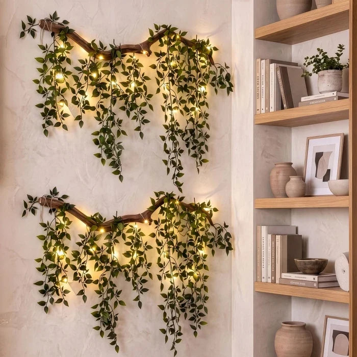 Fairy Light Wall Vine – Artificial Leafy Branch for Bedroom and Living Room