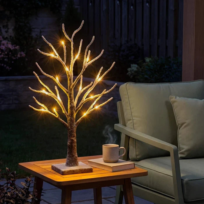 Winter Tree Light – Snowy Branches with a Warm Glow for Mantel or Bedside